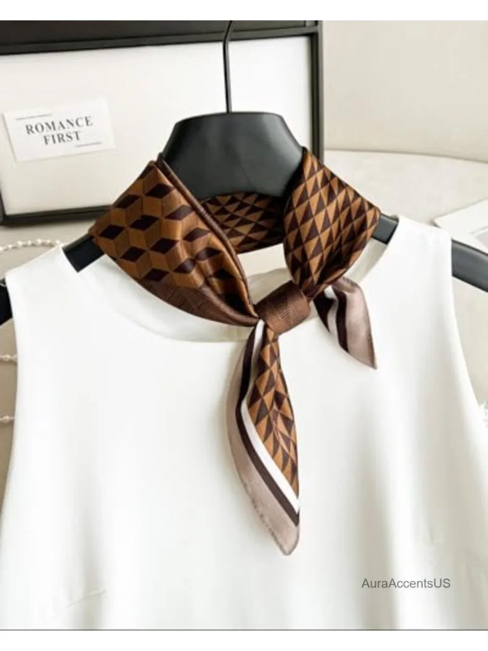 100% Mulberry Silk Lightweight Square Neck Scarf Neckerchief